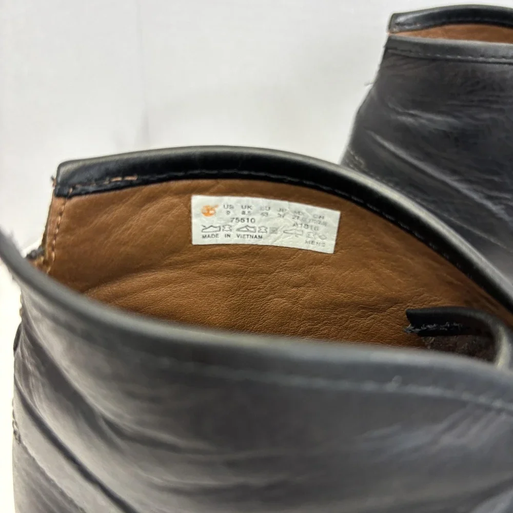 Vintage Timberland Lace Up Chukka Boots Shoes Mens Size 9 Black Leather Ankle
